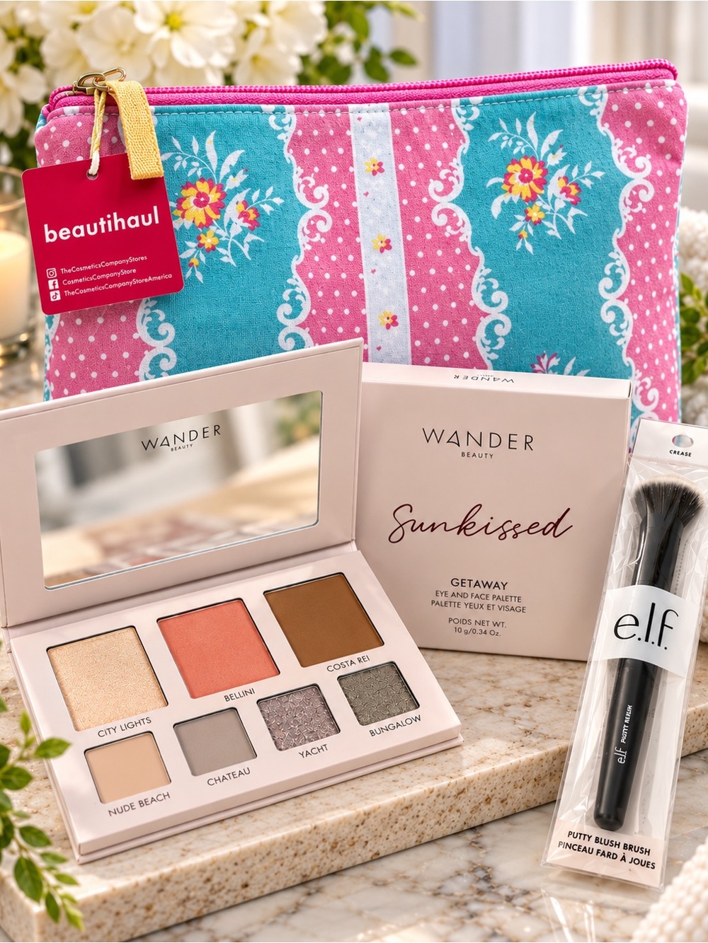Wander Beauty Sunkissed Getaway Palette + e.l.f. Putty Blush Brush Bundle – NEW